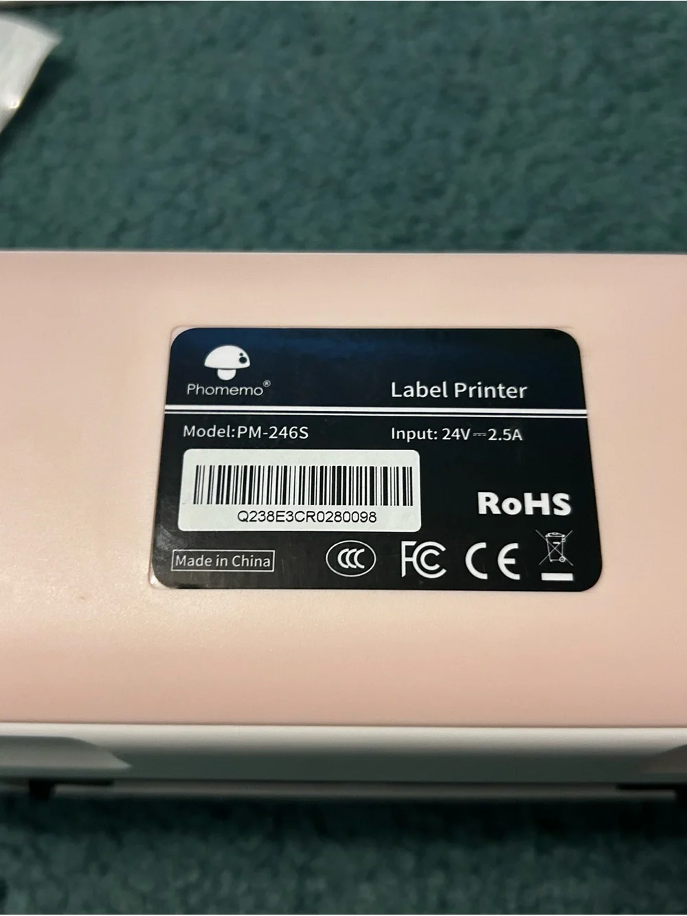 Compact Portable Label Printer - Pink and White